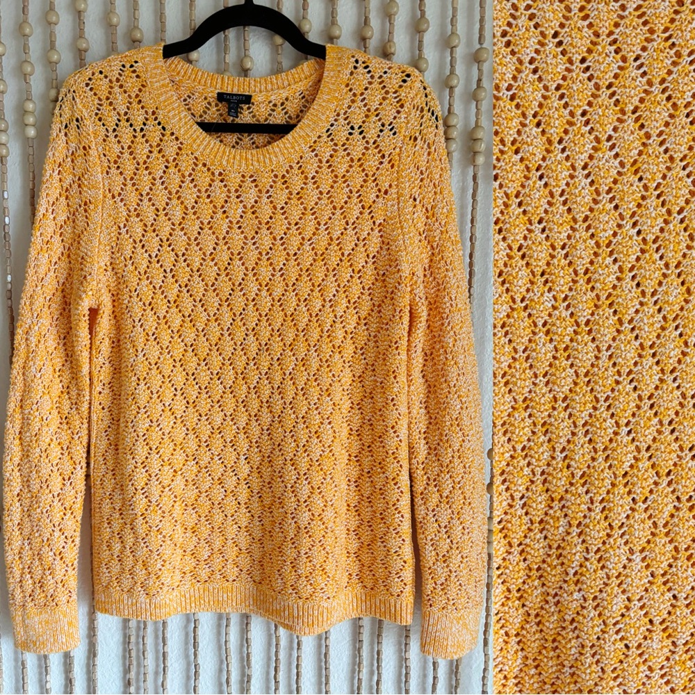 NWOT Talbots Sherbet Orange Crochet Knit Cottage Coquette Boho Contemporary